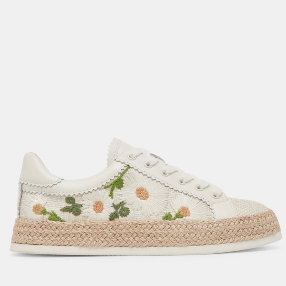 Dolce Vita Cream Embroidered Daisy Espadrille Sneaker